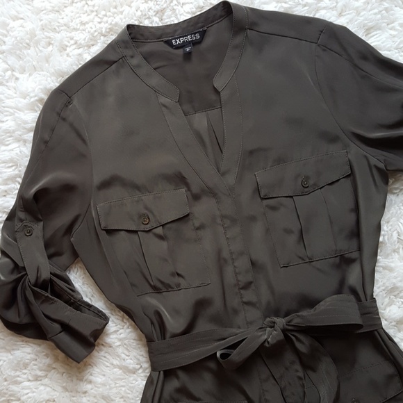 Express Dresses & Skirts - Army Green Shirt Dress